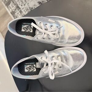 Vans women’s Metallic Silver Sneakers